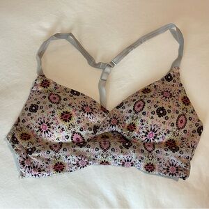 Victoria’s Secret Floral Print Bralette with Gray Straps